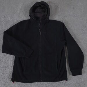 Peter Storm Jacket Mens Small Black Coat Full Zip Fleece Removable Hood Warm